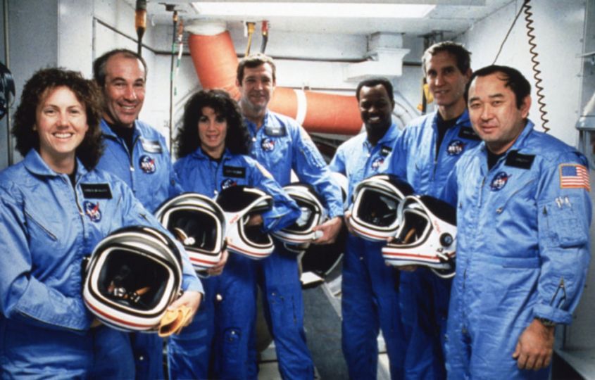 The Crew of the Challenger, January 8, 1986.  Photo12/UIG/Getty Images.  Soon after takeoff the Space Shuttle Challenger experienced a catastrophic failure eventually killing everyone on board.  Later that day, President Reagan delivered a national address which many consider to be one of the most significant speeches of the 20th Century.  http://www.nasa.gov/audience/formedia/speeches/reagan_challenger.html