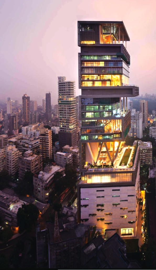 Considered by many to be the most expensive private home on Earth, Antilia has an estimated value of $1 billion.  Located in Mumbai, India, it boasts 3 helipads, a dedicated air traffic control center, 600 permanent staff members, and 6 stories of private parking.